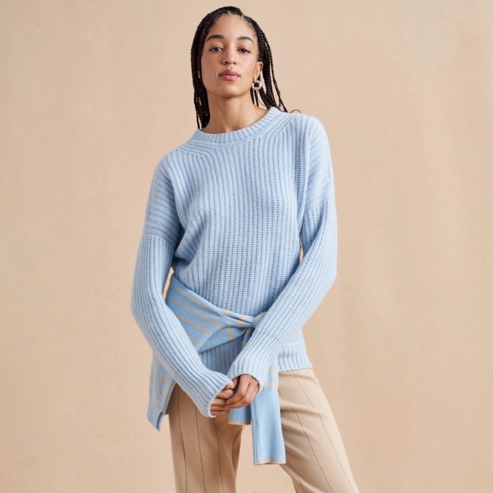 La Ligne Toujours Cashmere Sweater in Light Blue - Picture 2 of 4